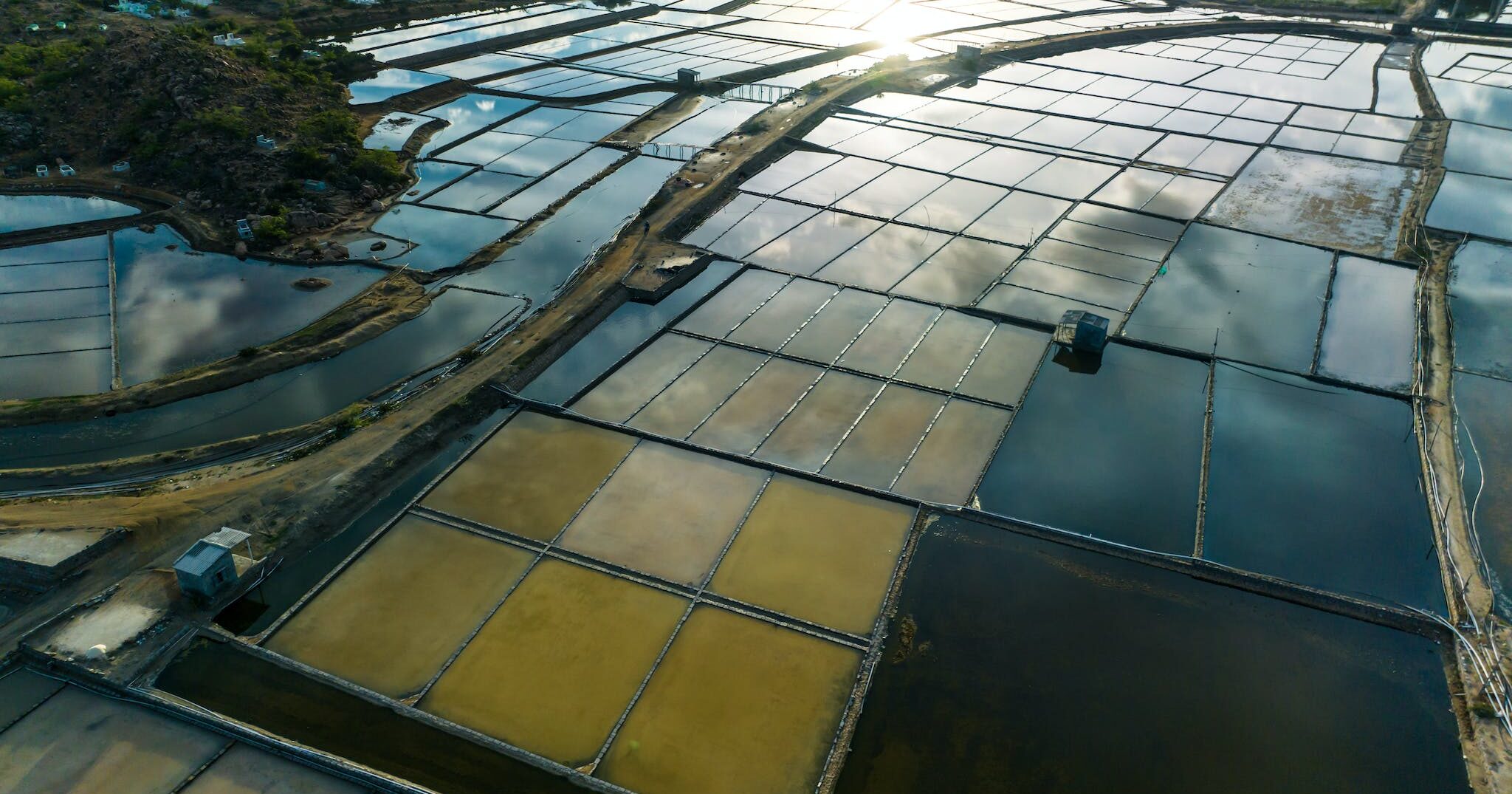 Aerial View of Aquaculture Fields